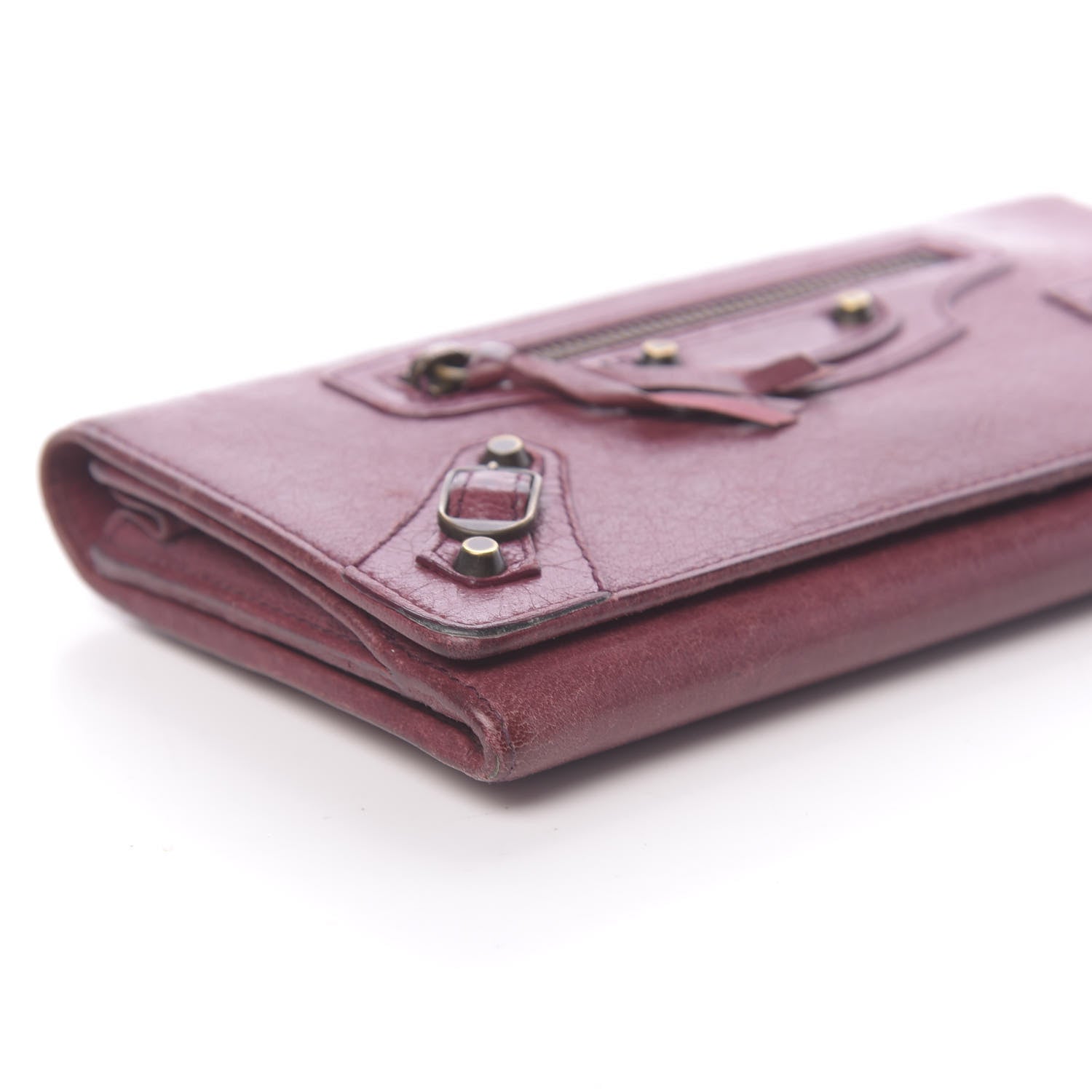 Balenciaga Agneau Classic Hardware Money Wallet Cassis 8 of 12