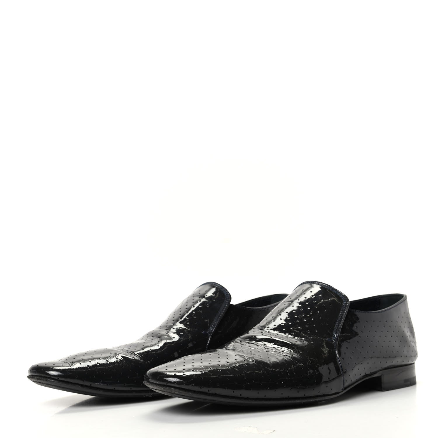 Louis Vuitton Patent Calfskin Perforated Mens Loafers 8 Navy 3 of 11