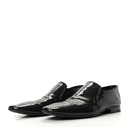 Louis Vuitton Patent Calfskin Perforated Mens Loafers 8 Navy 3 of 11