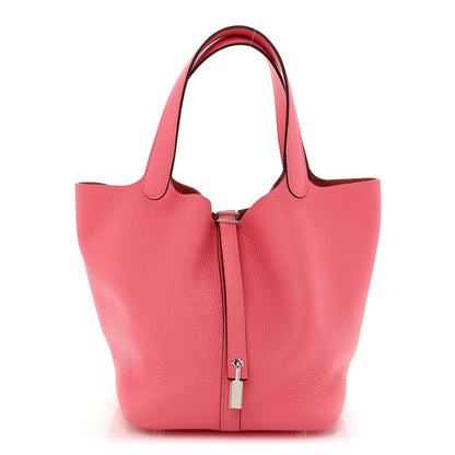 Hermes Taurillon Clemence Picotin Lock 22 MM Rose Azalee 1 of 11