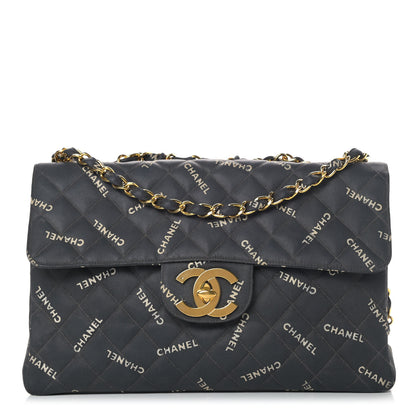 Chanel Canvas Quilted XL Jumbo Single Flap Black 1 of 11