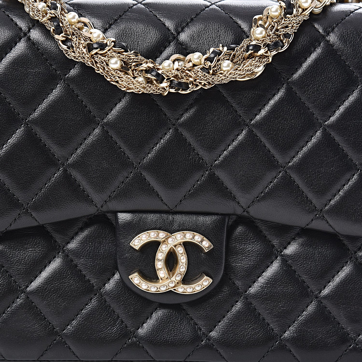 Chanel Lambskin Quilted Medium Westminster Pearl Flap Black 11 of 11