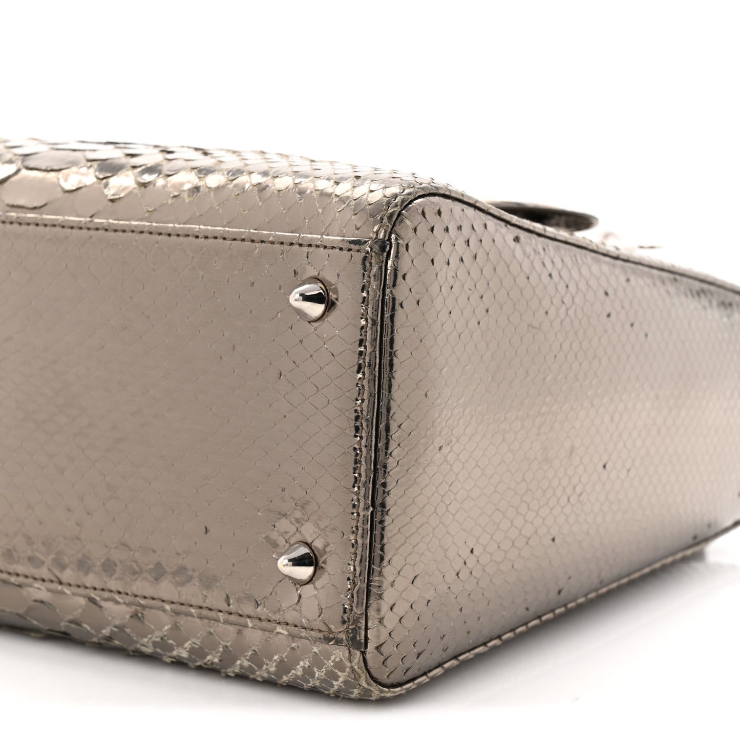 Metallic Snakeskin Medium Lady Dior Silver
