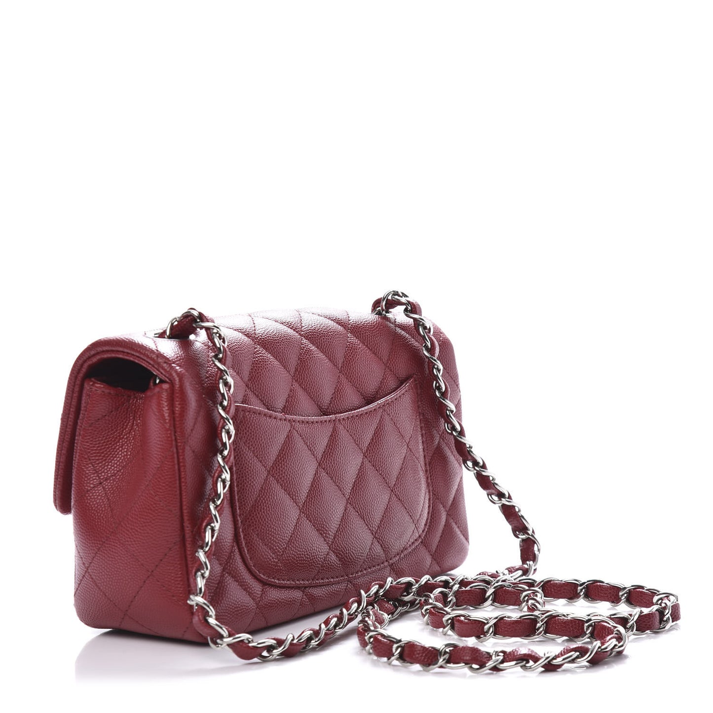 Caviar Quilted Mini Rectangular Flap Dark Red