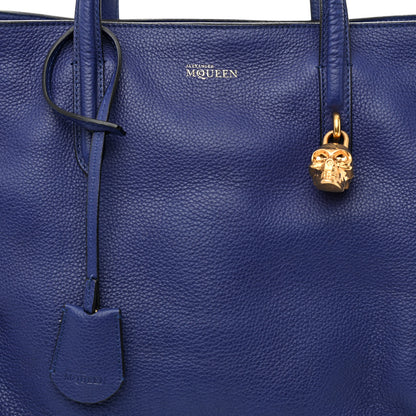 Alexander McQueen Pebbled Calfskin Large Skull Padlock Zip Around Tote Ultramarine 7 of 9