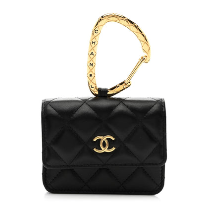 Chanel Lambskin Quilted CC Hook Card Holder Black 1 of 8