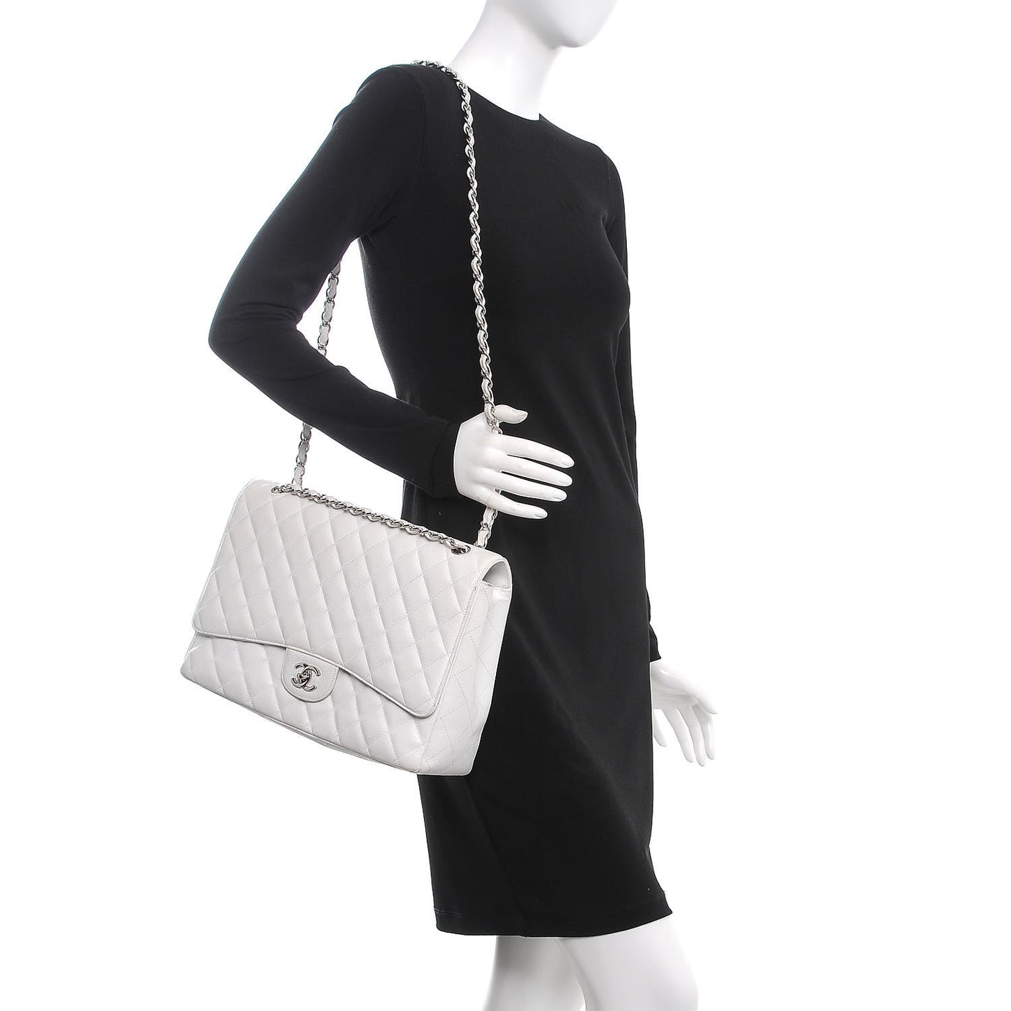 Caviar Quilted Maxi Single Flap White