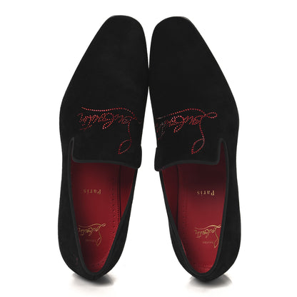 Christian Louboutin Veau Velours Strass Mens Navy Dandelion Flat Loafers 42.5 Black Loubi 2 of 9