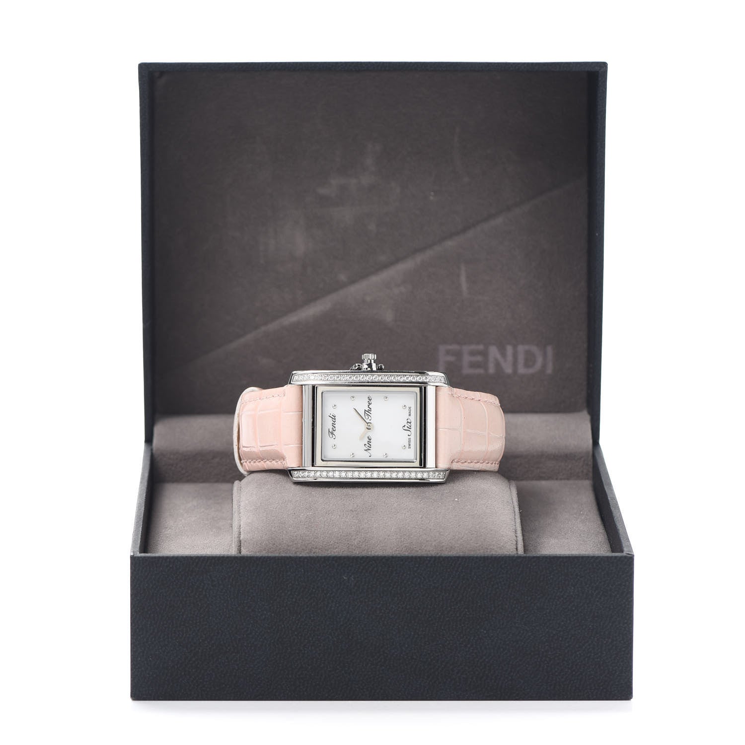 Fendi Stainless Steel Alligator Diamond Bezel Mother of Pearl 27mm Quartz Watch Pink 7 of 7