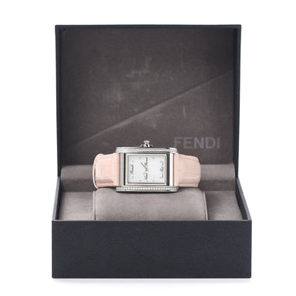 Fendi Stainless Steel Alligator Diamond Bezel Mother of Pearl 27mm Quartz Watch Pink 7 of 7