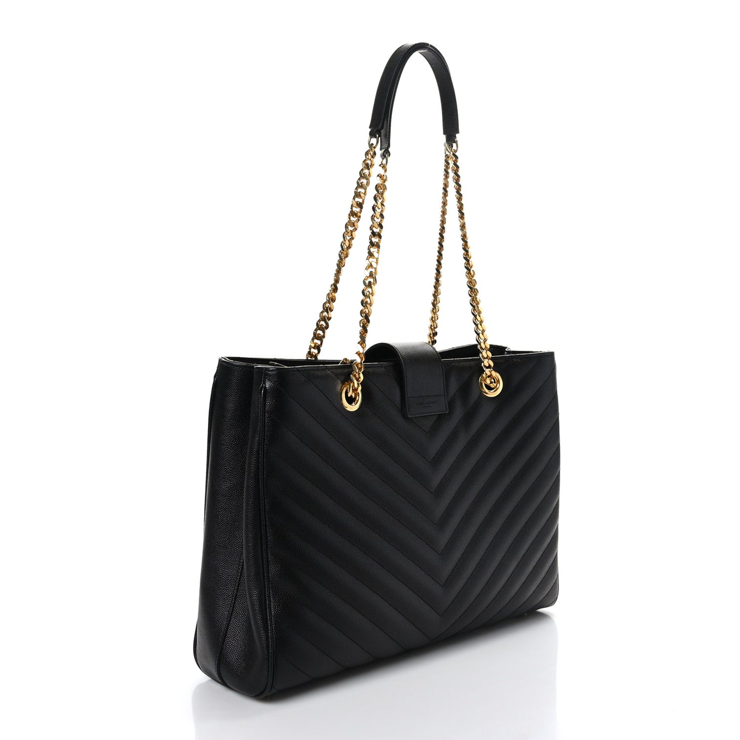 Grain De Poudre Matelasse Chevron Monogram Shopping Bag Black