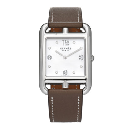 Hermes Stainless Steel Swift Diamond Mother of Pearl 29mm Cape Cod Quartz Watch Etoupe 1 of 5