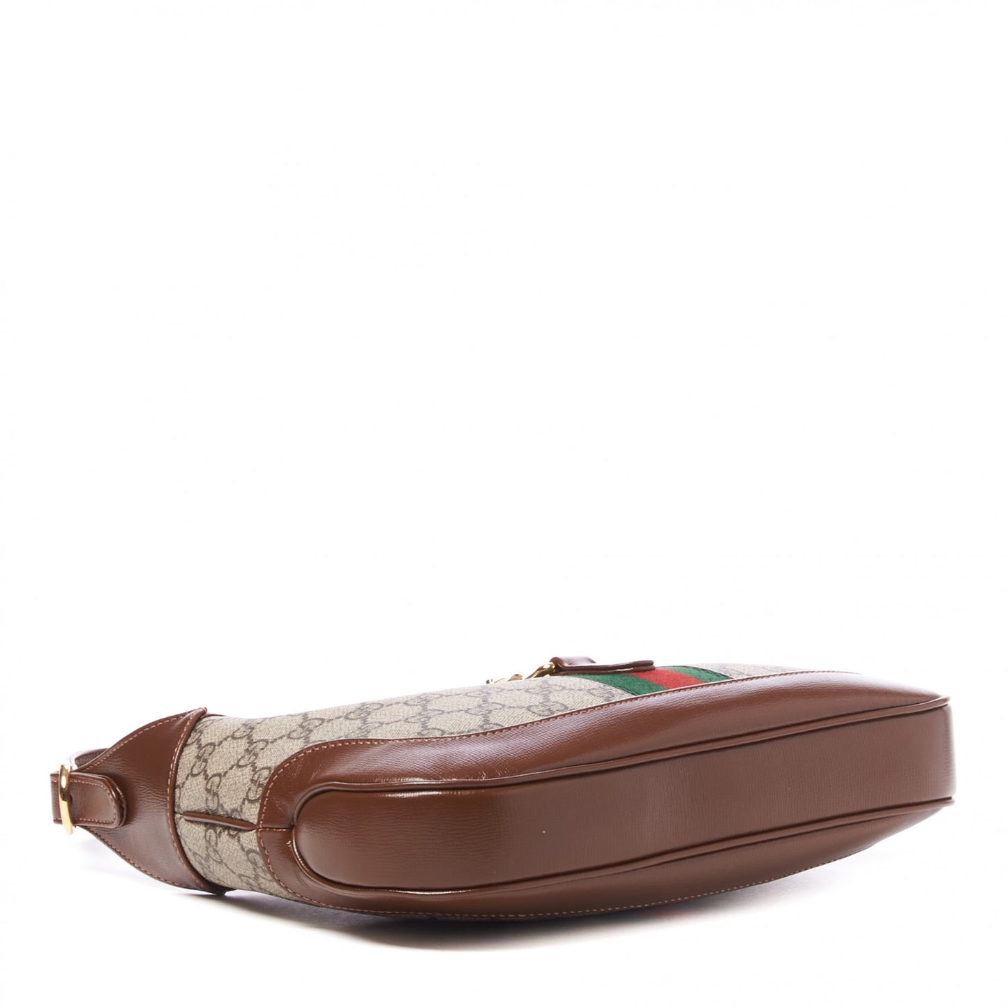 GG Supreme Monogram Azalea Calfskin Web Small Jackie 1961 Hobo Beige Ebony Brown Sugar