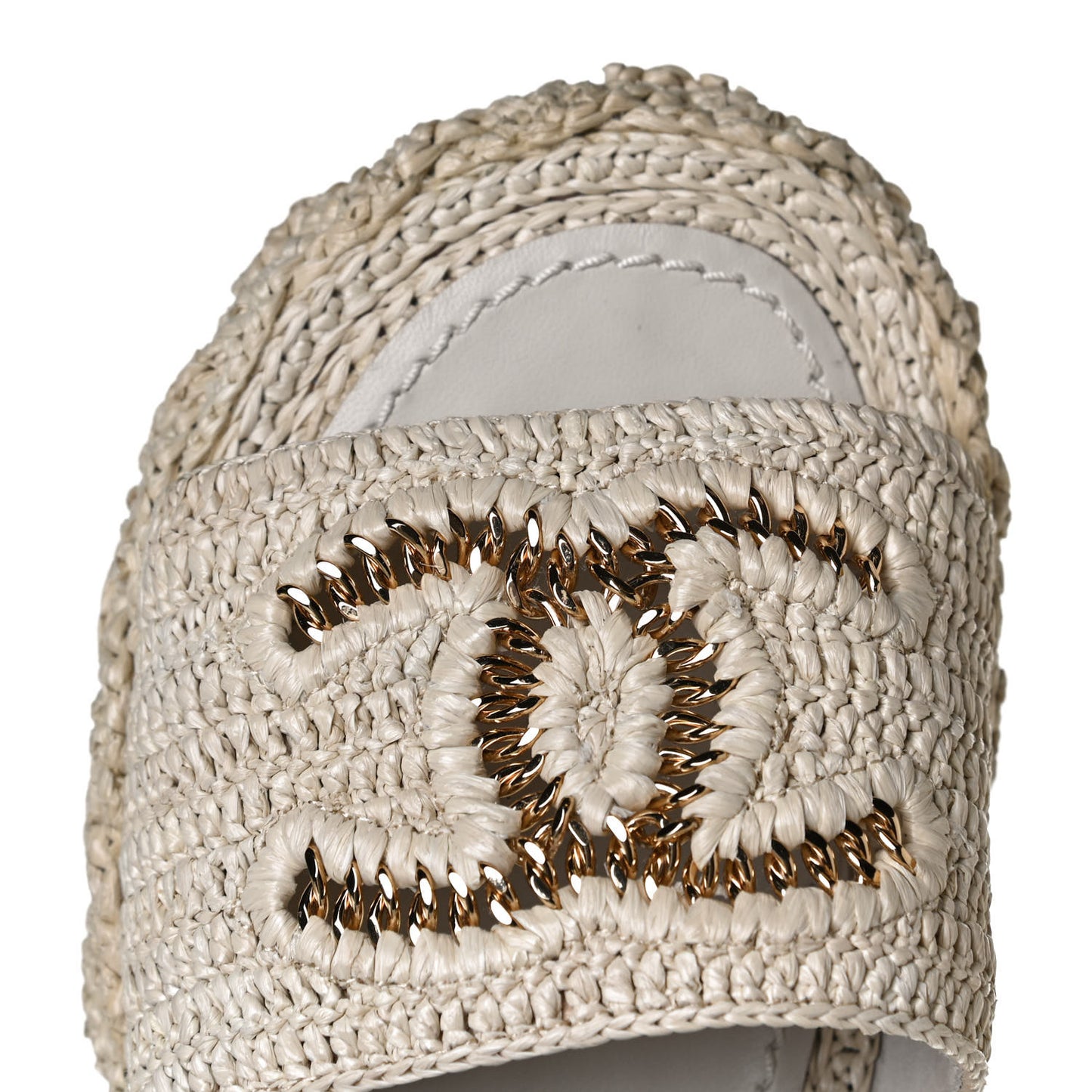 Raffia CC Espadrille Slip On Sandals 36 Beige