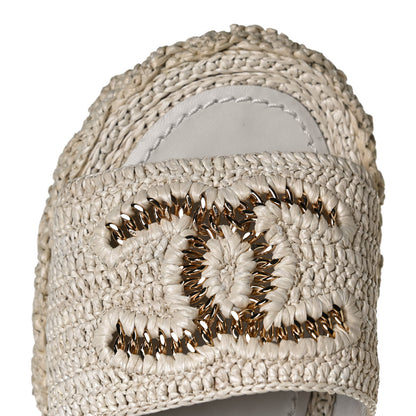 Chanel Raffia CC Espadrille Slip On Sandals 36 Beige 11 of 12