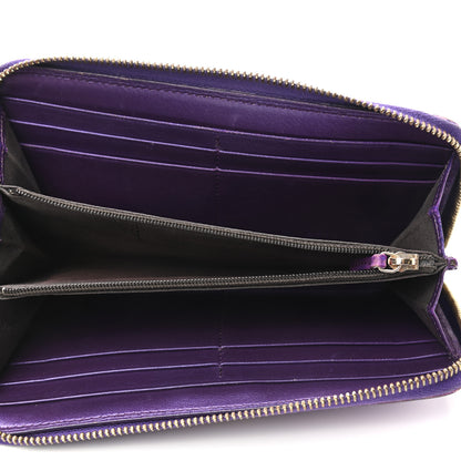 Fendi Metallic Textured Calfskin Zip Around Wallet Purple 5 of 12