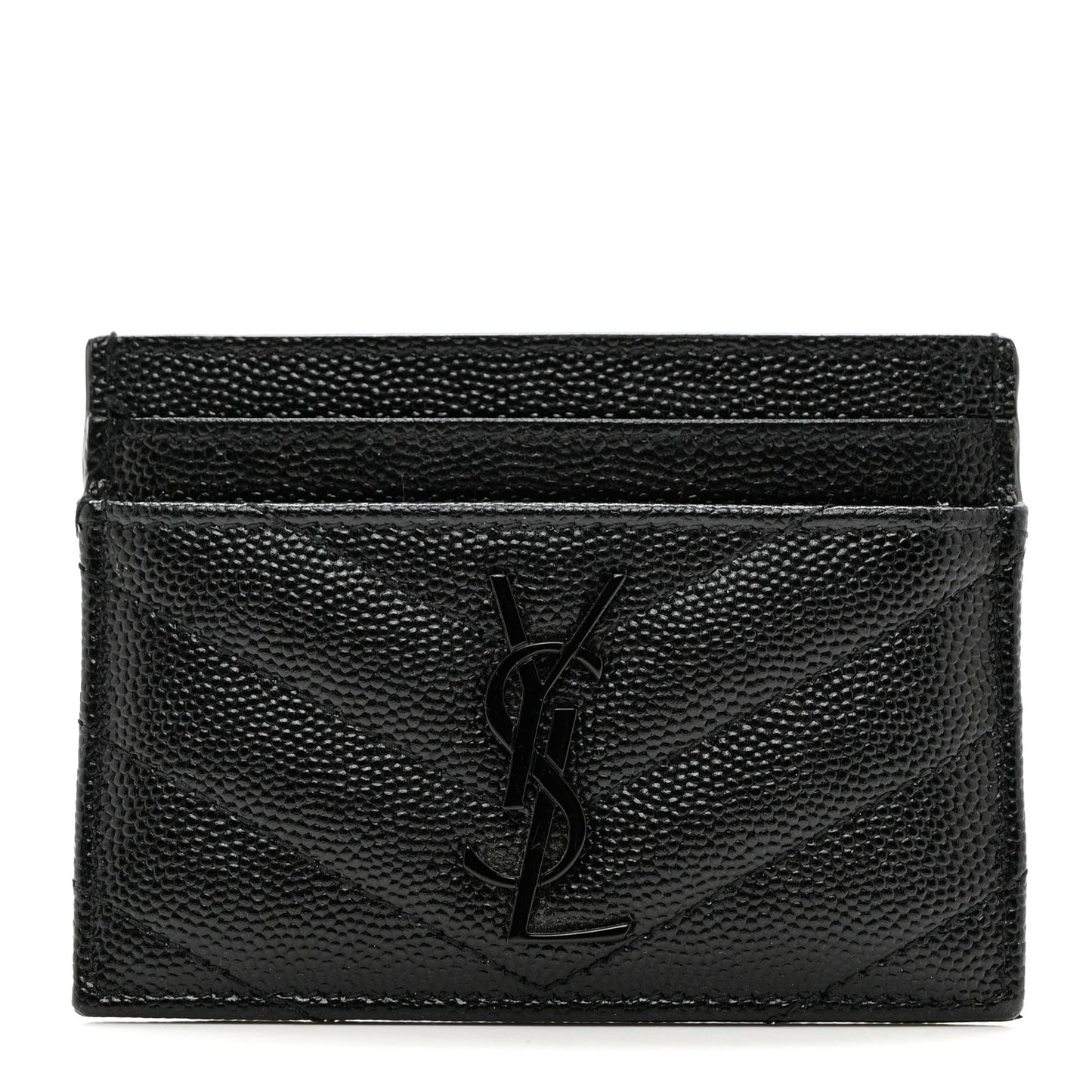 Grain De Poudre Matelasse Chevron Monochrome Monogram Credit Card Case Black