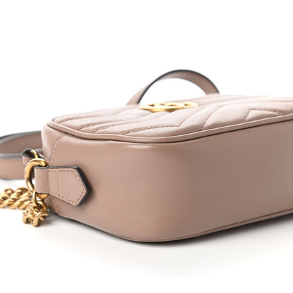 Gucci Calfskin Matelasse Mini GG Marmont Chain Shoulder Bag Porcelain Rose 6 of 10