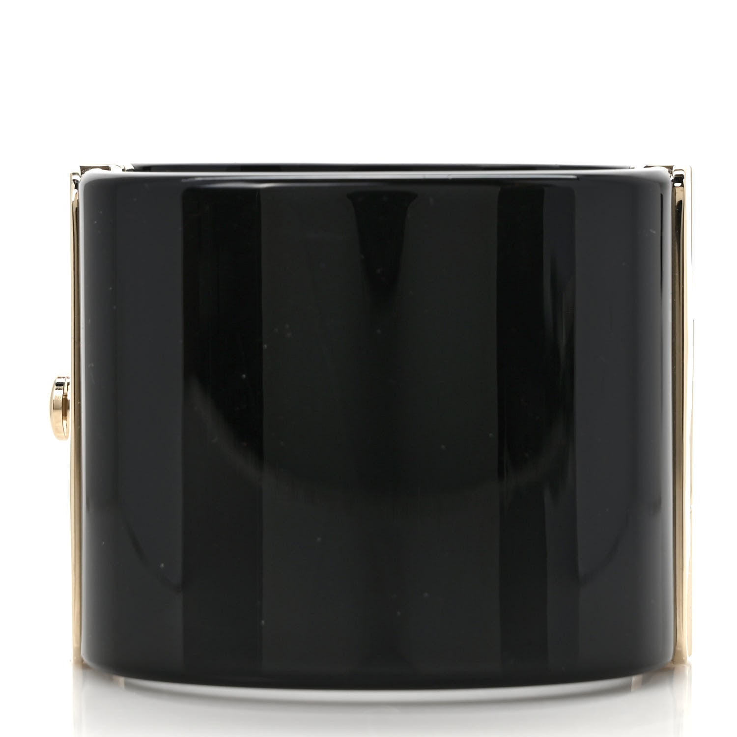 Chanel Resin Crystal CC Cuff Black Gold 3 of 6