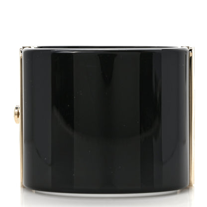 Chanel Resin Crystal CC Cuff Black Gold 3 of 6