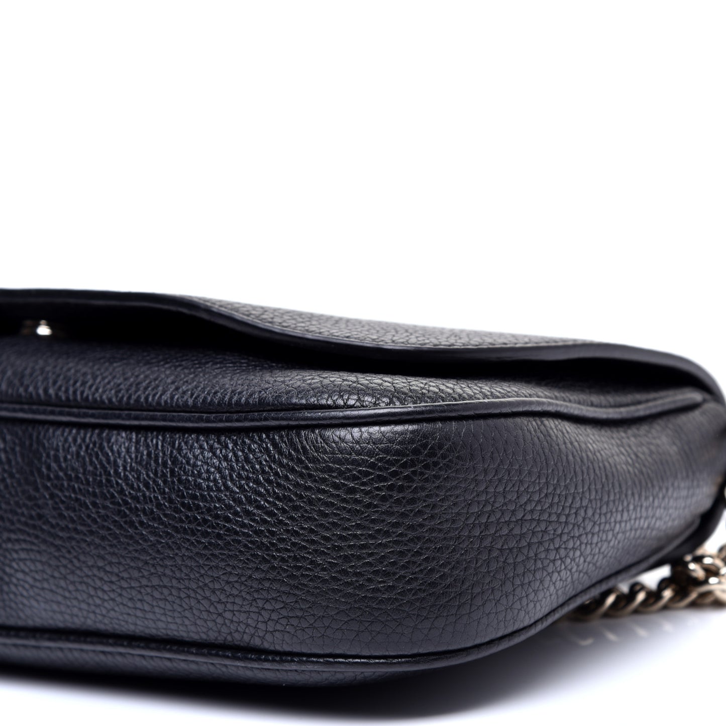 Pebbled Calfskin Medium Soho Flap Crossbody Black