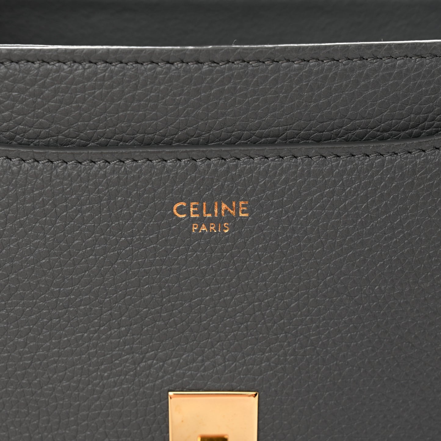 Grained Calfskin Small 16 Top Handle Bag Medium Grey