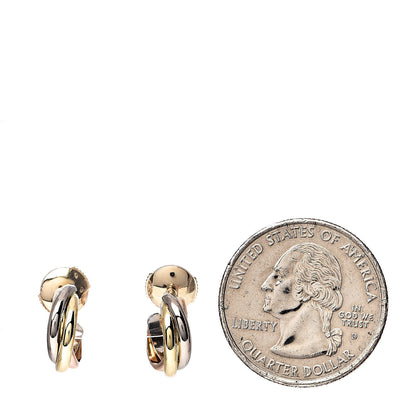 Cartier 18K Pink Yellow White Gold Small Trinity Hoop Earrings 2 of 6