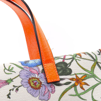 Gucci Canvas Medium Flora Tote White Multicolor Orange Fluo 15 of 16