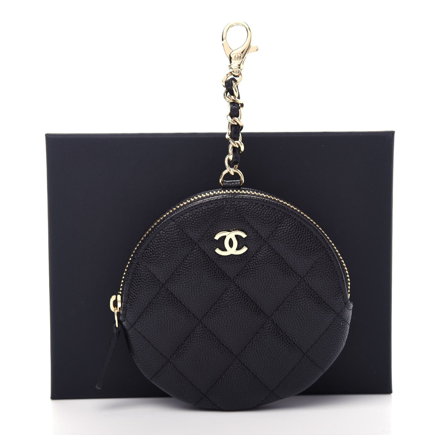 Chanel Caviar Quilted Round Clip On Coin Purse Black 8 of 8