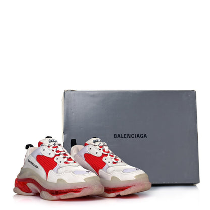 Balenciaga Fabric Mesh Clear Sole Mens Triple S Sneakers 39 White Red 8 of 8