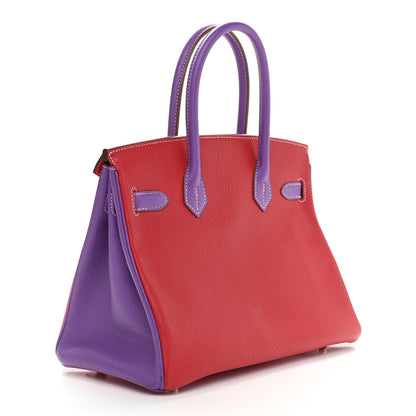 Hermes Chevre Mysore Horseshoe Birkin 30 Rose Tyrien Rouge Garance Parme 3 of 10