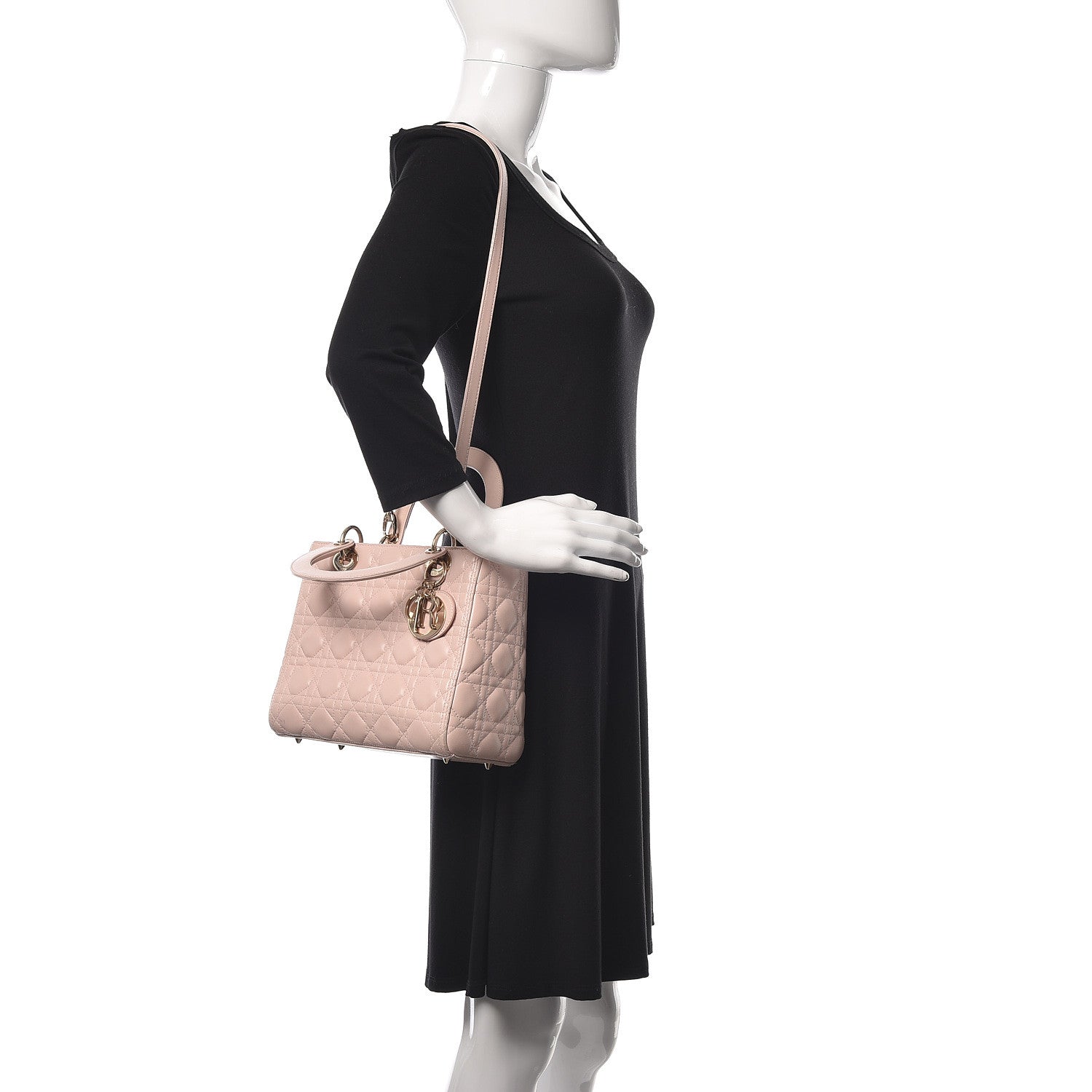 Christian Dior Lambskin Cannage Medium Lady Dior Light Pink 3 of 10
