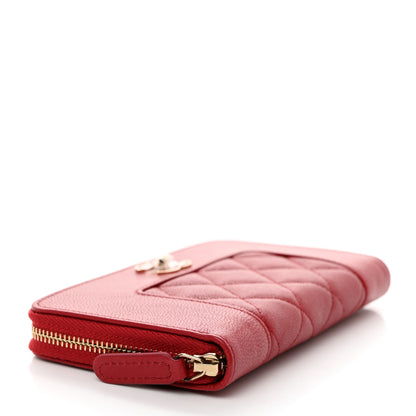 Chanel Sheepskin Quilted Medium Mademoiselle Vintage Zip Around Wallet Red 4 of 8
