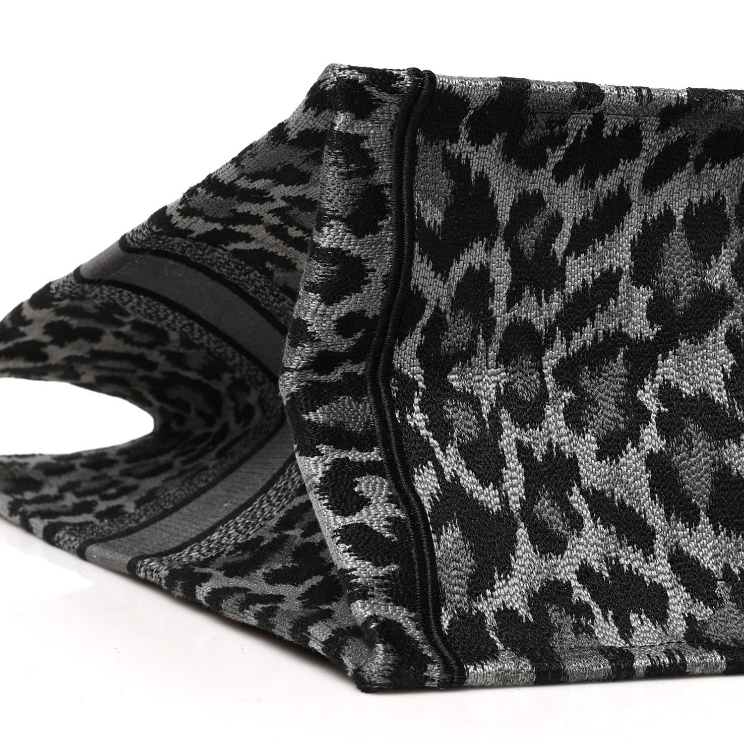 Christian Dior Canvas Mizza Embroidered Large Leopard Book Tote Grey 8 of 11