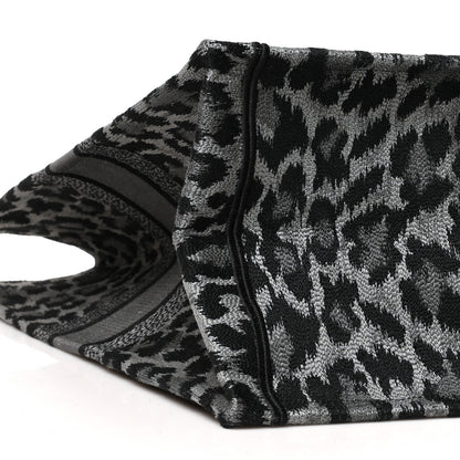 Christian Dior Canvas Mizza Embroidered Large Leopard Book Tote Grey 8 of 11