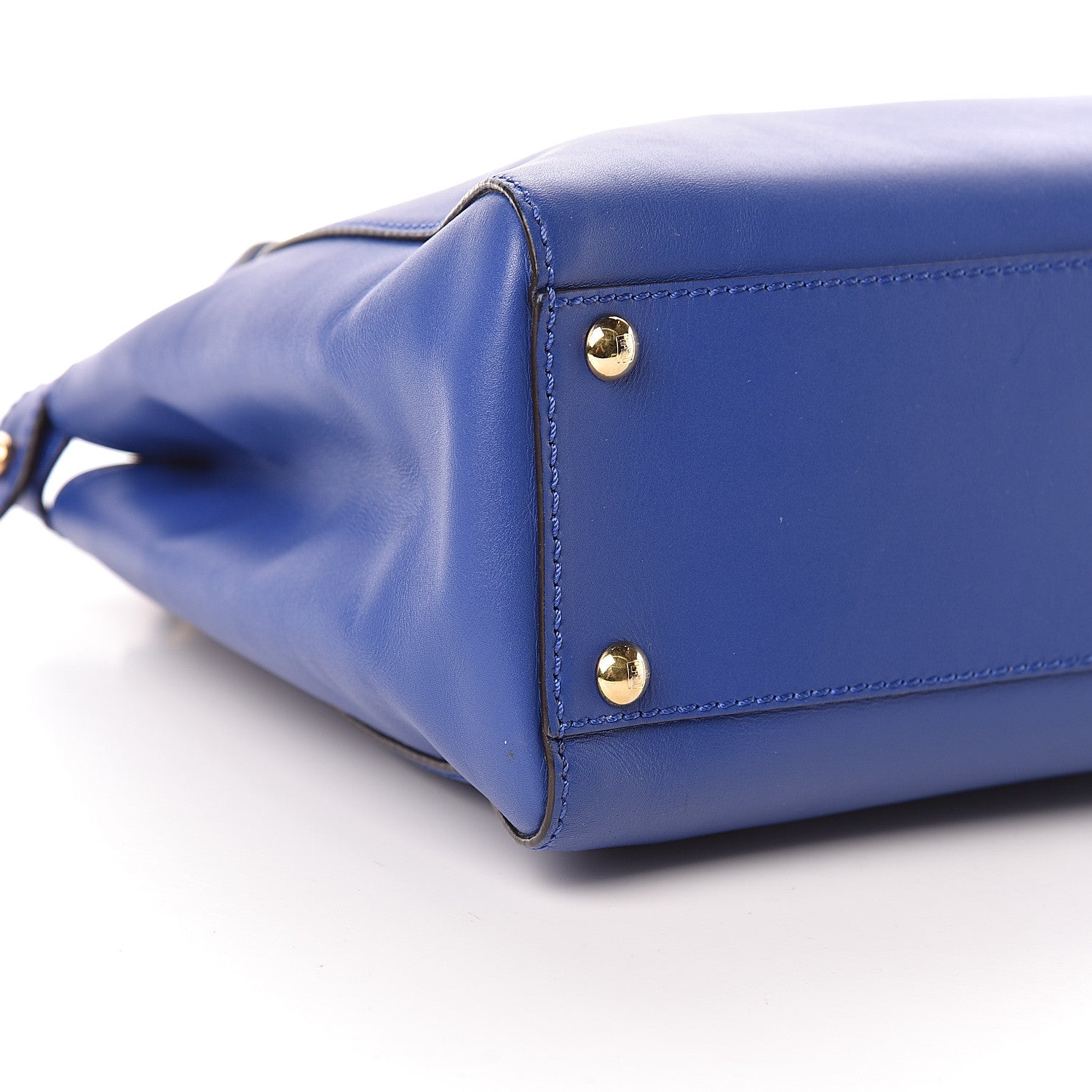 Fendi Vitello Morgan Fabric Jacquard Pequin Medium Peekaboo Iconic Satchel Blue Neon Tobacco 10 of 13