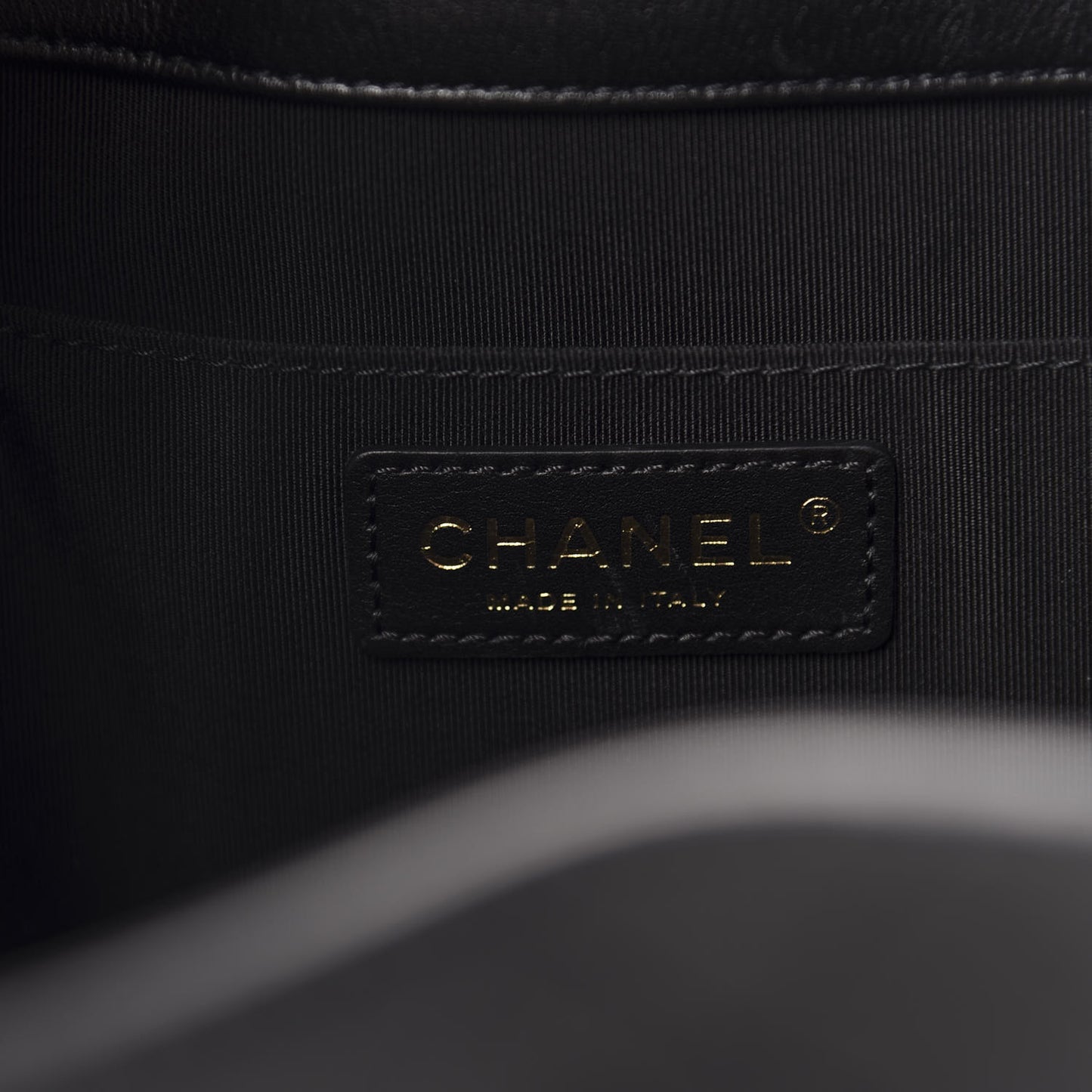 Calfskin Stitched Drawstring Bag Black