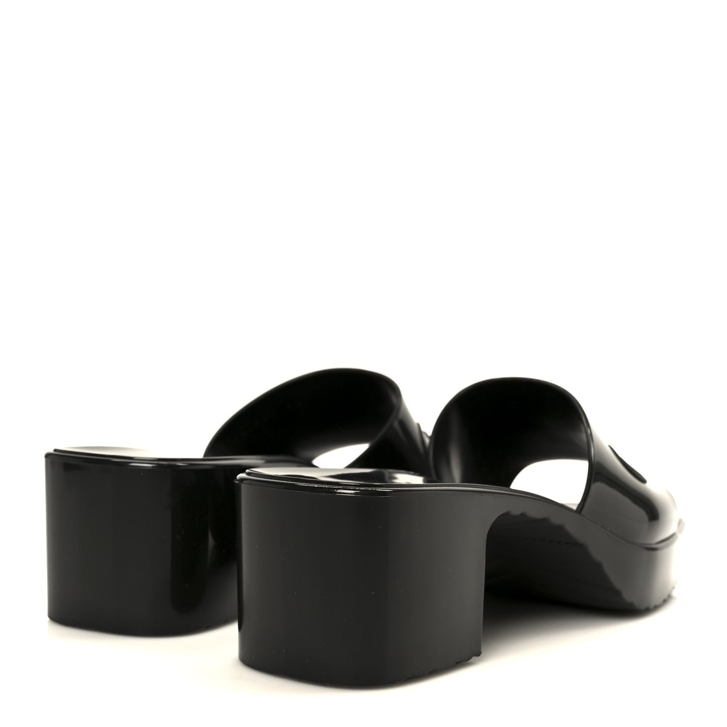 Rubber Gucci Logo Womens Platform 20/60mm Slide Sandals 38 Black