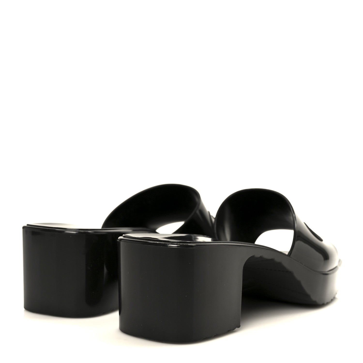 Gucci Rubber Gucci Logo Womens Platform 20/60mm Slide Sandals 38 Black 5 of 10