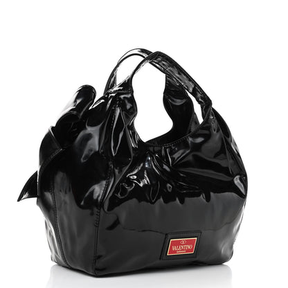 Valentino Garavani Patent Lacca Small Nuage Bow Hobo Black 2 of 6