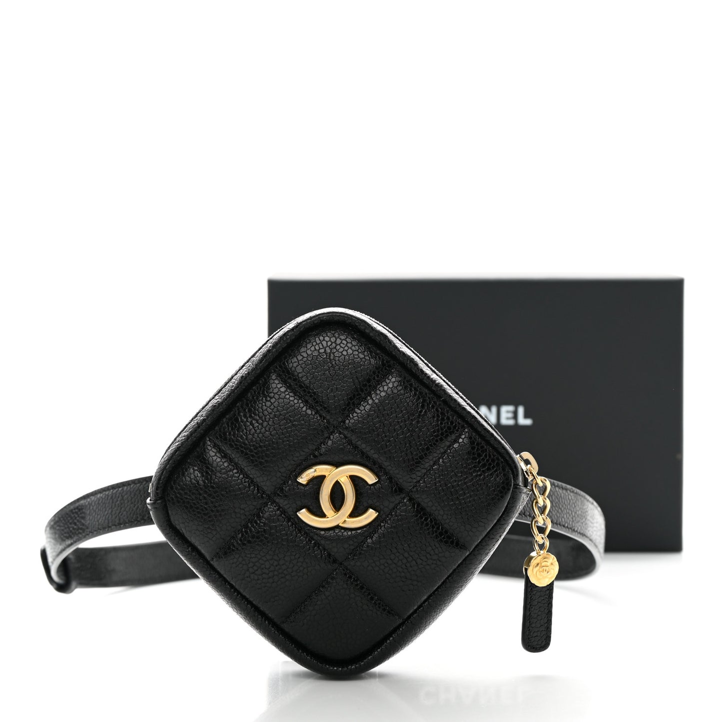 Caviar Quilted Coin Purse Belt Bag Black