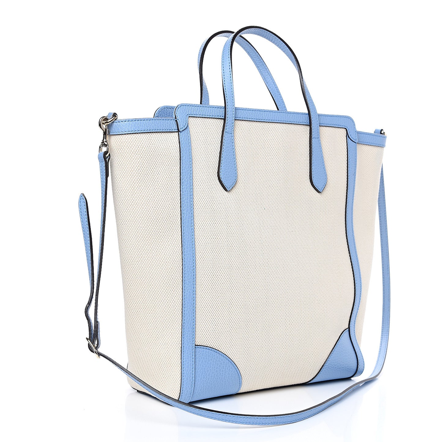 Linen Canvas Calfskin Medium Swing Top Handle Bag Mineral Blue