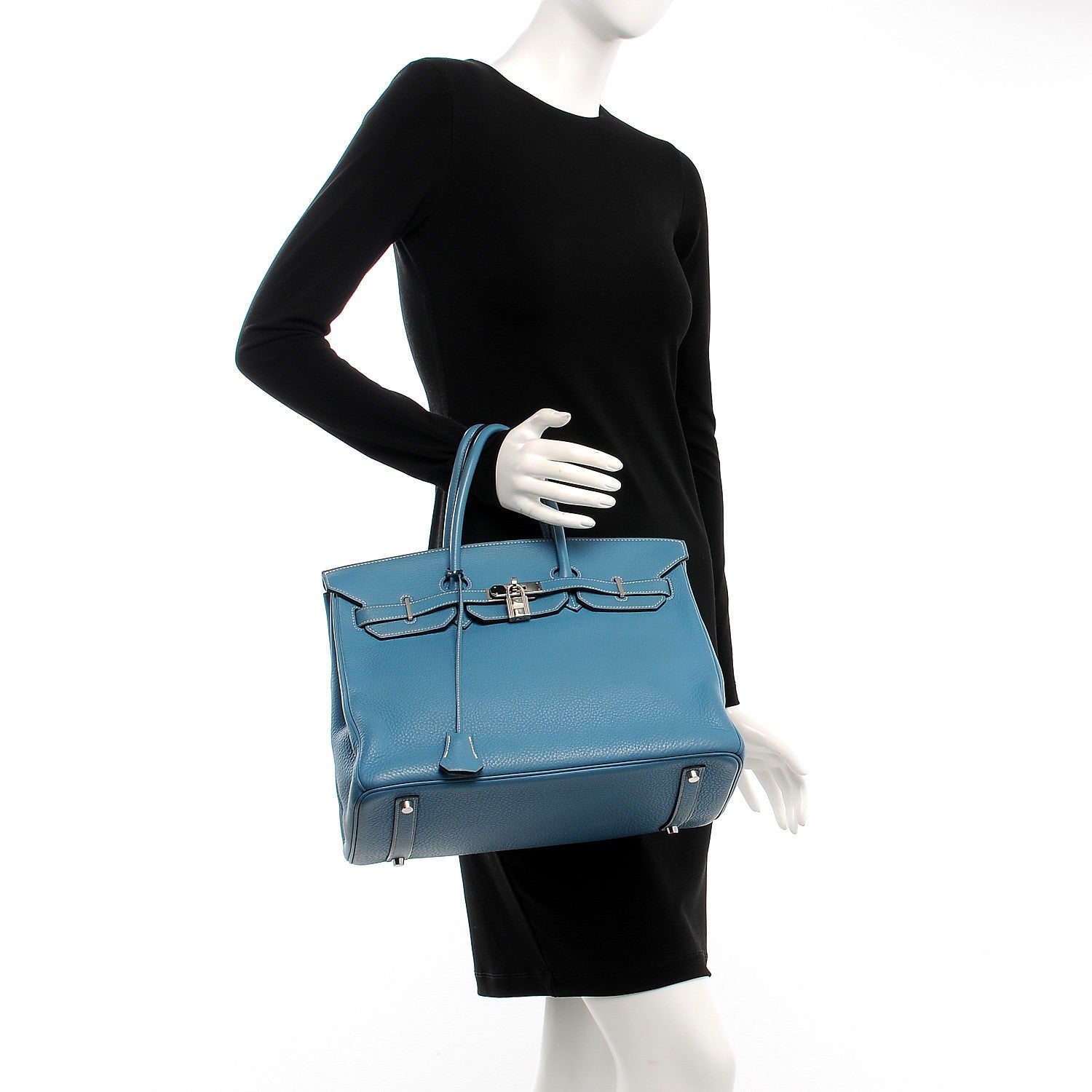 Hermes Taurillon Clemence Birkin 35 Blue Jean 2 of 33