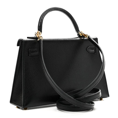 Hermes Chevre Chamkila Mini Kelly Sellier 20 Black 3 of 11