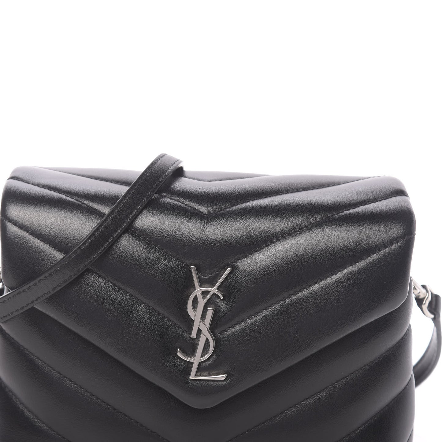 Calfskin Y Quilted Monogram Toy Loulou Crossbody Bag Black