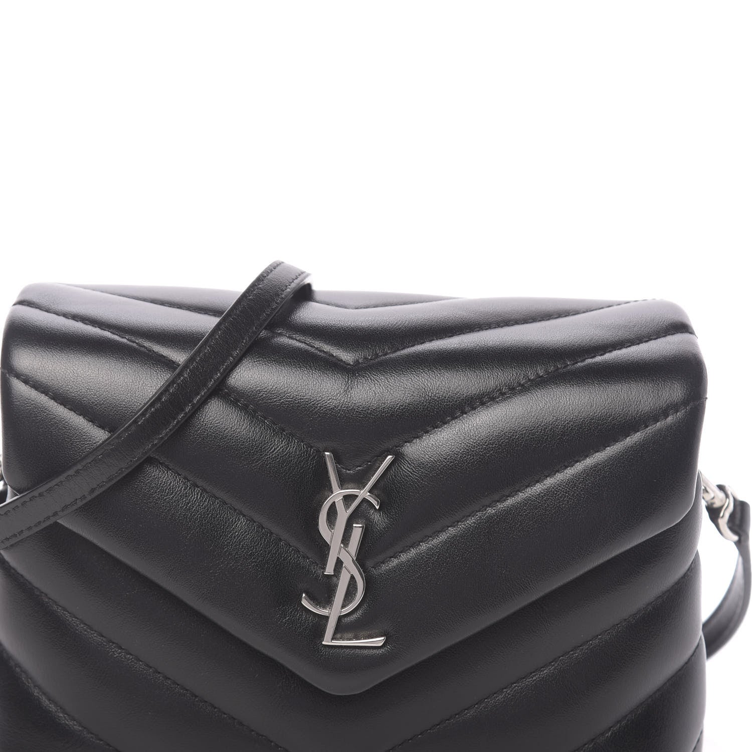 Saint Laurent Calfskin Y Quilted Monogram Toy Loulou Crossbody Bag Black 9 of 10