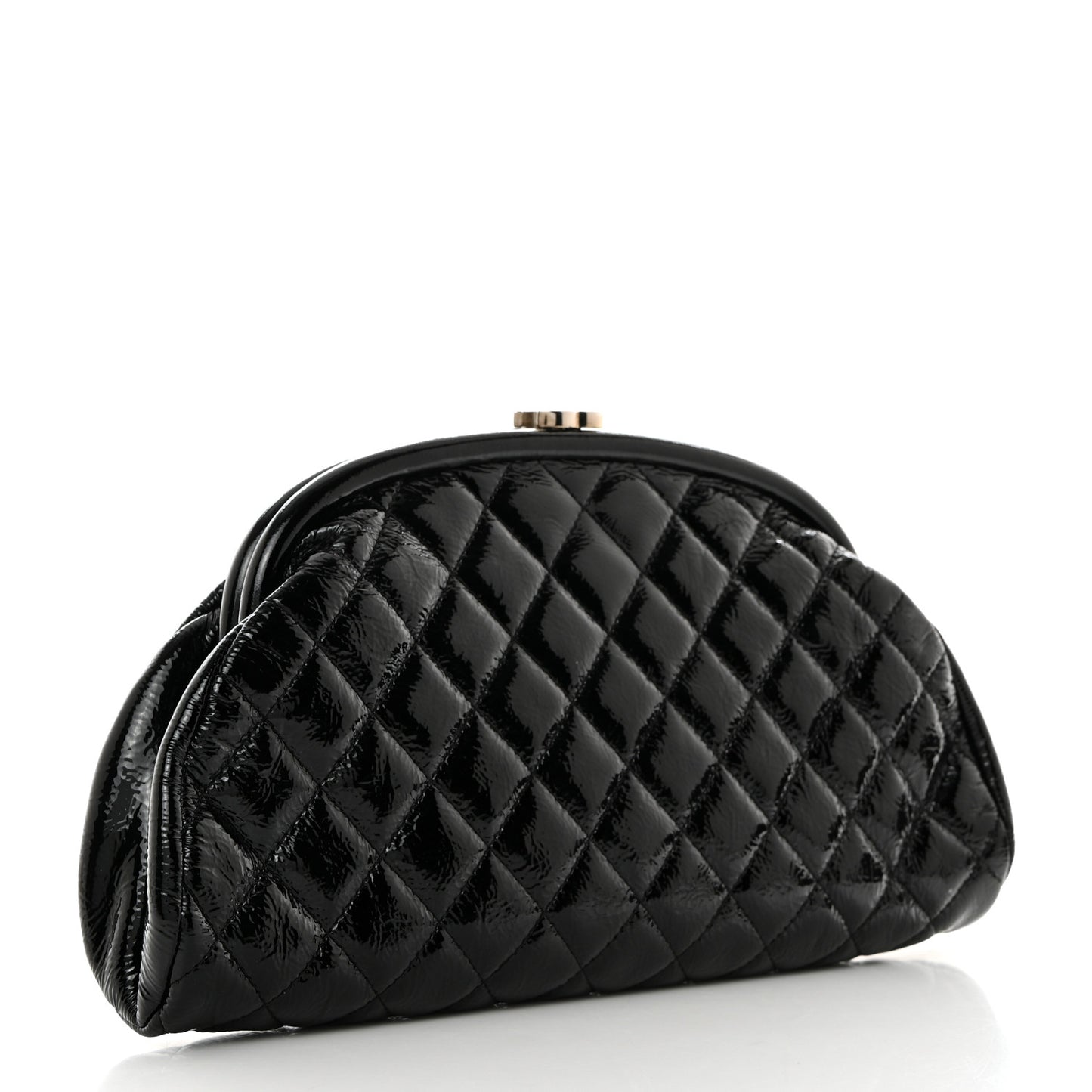 Distressed Patent Quilted Timeless Clutch Black