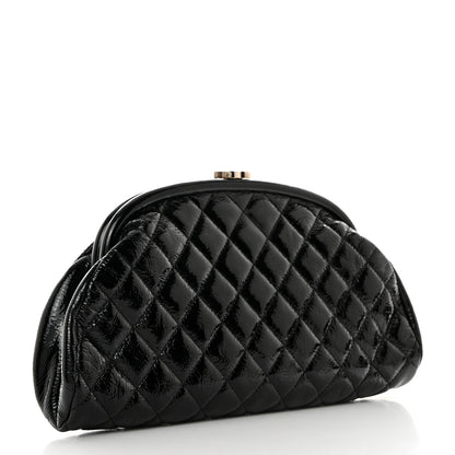 Chanel Distressed Patent Quilted Timeless Clutch Black 3 of 7