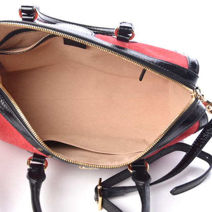 Gucci Suede Patent Web Medium Ophidia Boston Hibiscus Red Black 5 of 16