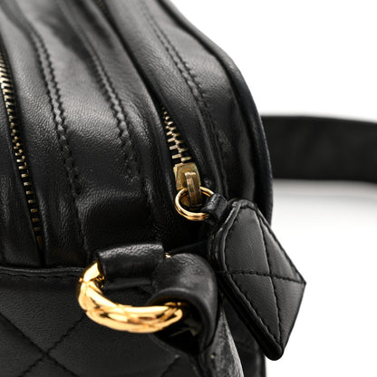 Chanel Lambskin Quilted Small Diamond CC Camera Case Black 15 of 15